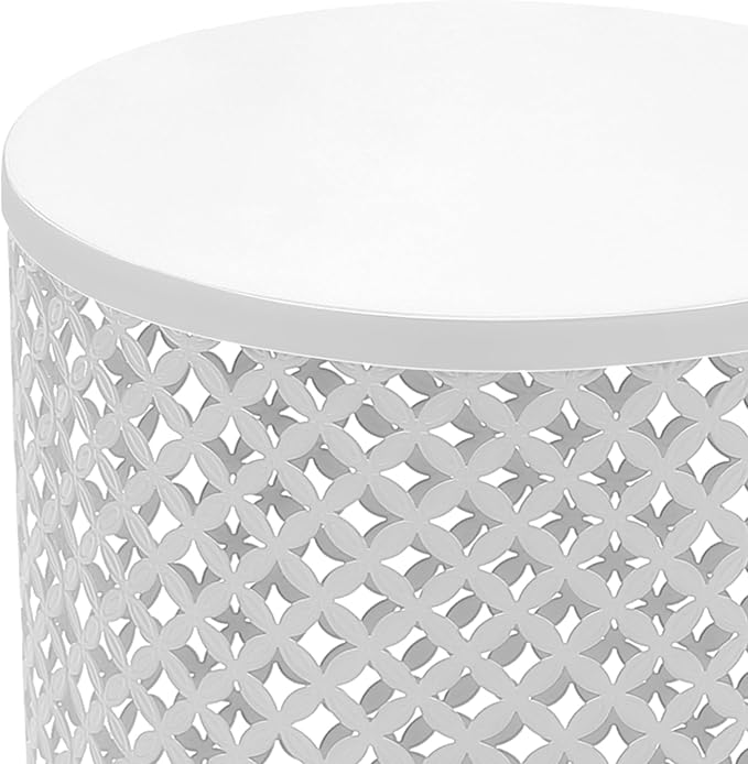 2PCS Outdoor Side Table, Heavy Duty Metal Frame Side Table Decorative Garden Stool Modern End Table Round Coffee Table - Photo 7