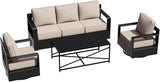 Outdoor Aluminum Furniture Set, 4-Piece Patio Conversation Set, 2 Swivel Chairs, 1 Sofa and 1 Table - Photo 9