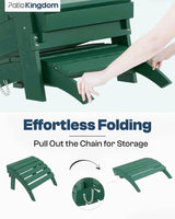 Green 6-Piece Folding Adirondack Chair Set with Cup Holders, Ottomans - Photo 3