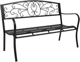 51-Inch Outdoor Garden Bench Classic Metal Patio Park Bench Elegant Porch Deck Loveseat with Cast Iron Frame (A-Type) - Photo 5