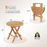Tangkula Patio Folding Side Table, Teak Wood Round Coffee Table w/X-Shaped Legs & Slatted Tabletop - Photo 3