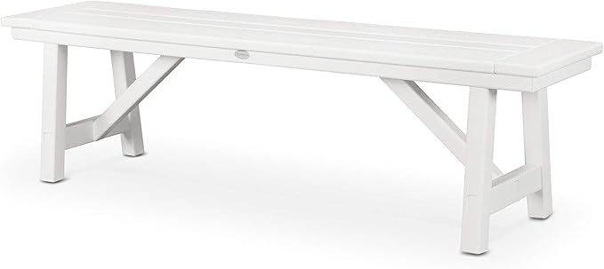 POLYWOOD Rustic Farmhouse 60" Backless Bench in White
