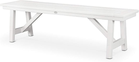 POLYWOOD Rustic Farmhouse 60" Backless Bench in White