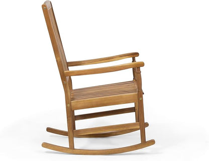 Acacia Wood Outdoor Patio Rocking Chairs with 250lbs Support, Smooth Porch Rocker for Deck Lawn Yard