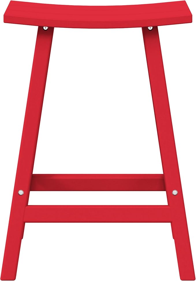 WestinTrends Malibu 24 Inch Outdoor Bar Stools, All Weather Resistant Poly Lumber Adirondack Counter Height Stools, Red