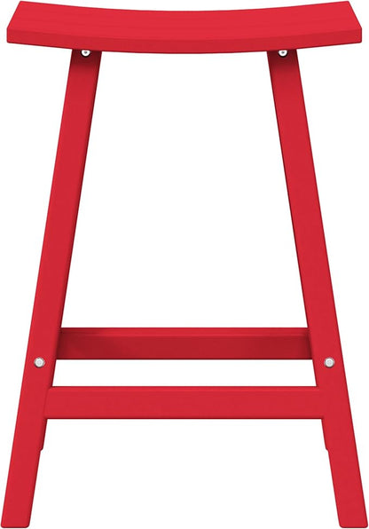 WestinTrends Malibu 24 Inch Outdoor Bar Stools, All Weather Resistant Poly Lumber Adirondack Counter Height Stools, Red