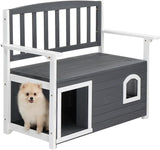 VINGLI Outdoor Storage Bench with Built-in Dog House - Photo 1