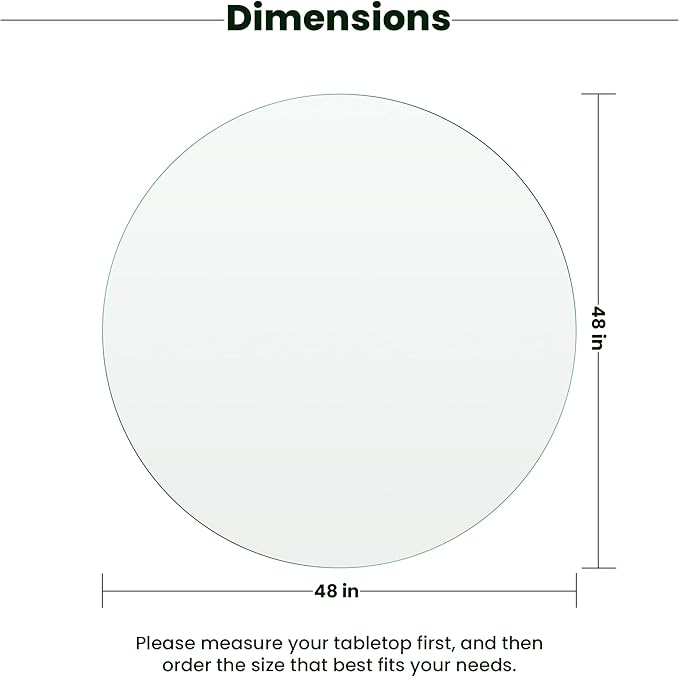 48 inch Round 1/4" Thick Pencil Polished Edge Glass Table Top with 6 Bumpers - Tempered - Photo 3