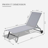 Domi Pool Lounge Chairs Set of 2, Adjustable Aluminum Outdoor Chaise Lounge with Wheels Patio Lounge Chairs - Photo 2
