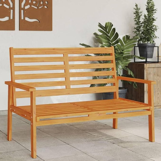Garden Sofa Bench Natural Wood Solid Acacia Wood Medium Durable Outdoor Furniture for Patio and Balcony, Breathable Design and Spacious Seat for Two, Weather-Resistant