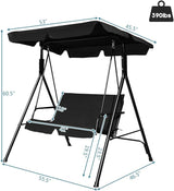 Tangkula 2 Person Porch Swing, Outdoor Swing with Removable Cushions, Solid Steel Structure - Photo 4