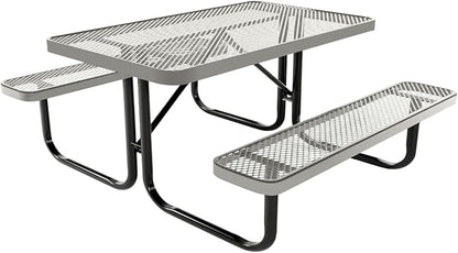 COATEDOUTDOORFURNITURE Heavy-Duty Portable Outdoor Kids Table, Expanded Metal Kids Picnic Table, Commercial-Grade Picnic Table, Made in America (4ft Rectangular, Childrens, Gray)