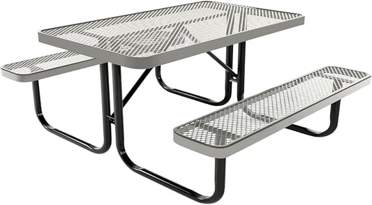 COATEDOUTDOORFURNITURE Heavy-Duty Portable Outdoor Kids Table, Expanded Metal Kids Picnic Table, Commercial-Grade Picnic Table, Made in America (4ft Rectangular, Childrens, Gray)