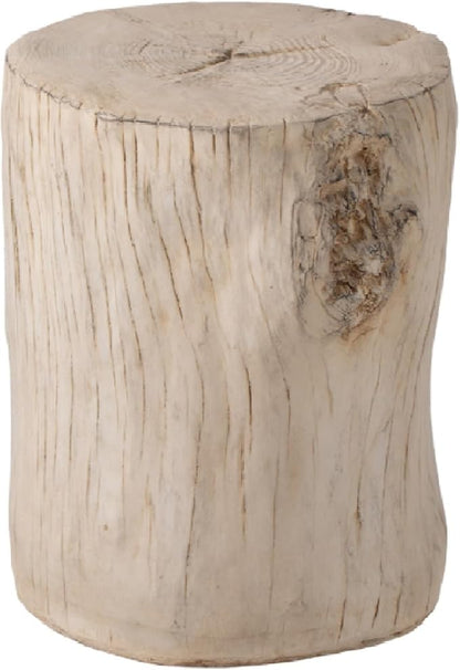 HOMPUS Concrete Outdoor Side Table Tree Stump Modern Round Coffee Table Accent Table Plant Stand Faux Wood End Table Garden Stool for Patio,Home Decor, Living Room(White)