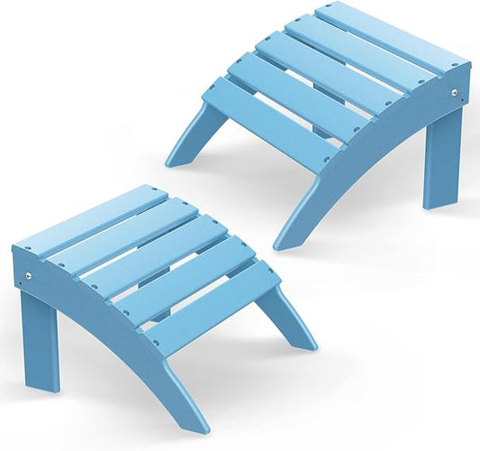 BRIOPAWS Adirondack Ottomans | Folding | Set of 2 | HDPE Plastic | Arctic Outdoor Foot Rest | All Weather | Patio Footrest for Adirondack Chair | Foot Stool for Deck Porch | 19.7W x 18.5L x 13H Inch