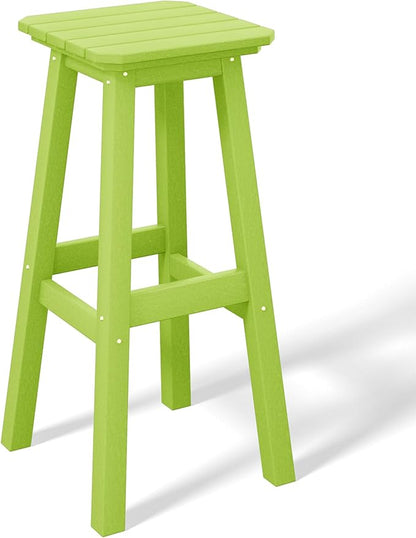 Costaelm 29" Height Outdoor Bar Stools, All-Weather Bar Stools, Adirondack Poly Patio Square Bar Stool for Patio, Deck, Kitchen Counter and Garden, Lime