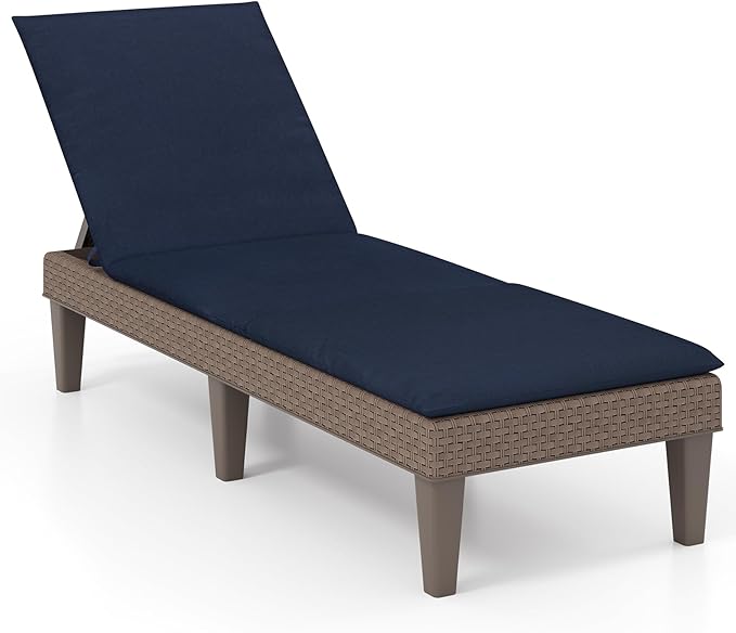 HAPPYGRILL Outdoor Chaise Lounge Chair Rattan Recliner Lounger with Removable Cushion & 3-Level Adjustable Backrest - Photo 1