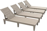 4 Patio Lounge Chair, Resin Outdoor Chaise Lounge with Waterproof Design & Lightweight Frame - Photo 1