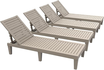 4 Patio Lounge Chair,Resin Outdoor Chaise Lounge with Waterproof Design & Lightweight Frame,Premium Outdoor Lounge Chairs for Backyard, Poolside, Garden