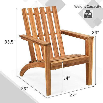 Giantex Adirondack Chair Set of 4 Acacia Wood Outdoor Chairs, 350 lbs Weight Capacity, Weather Resistant Campfire Chairs for Lawn Seating, Garden, Poolside, Balcony, Patio Lounger