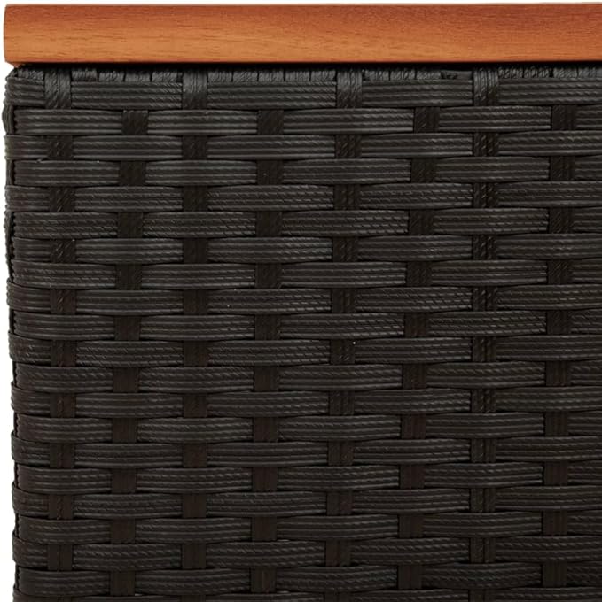 Set of 2 Outdoor Side Tables, Rectangular Patio End Table with Durable Synthetic Poly Rattan, Lightweight Modern Garden Coffee Table for Balcony, Black
