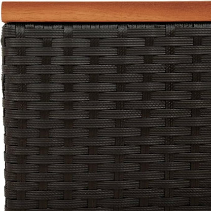 Set of 2 Outdoor Side Tables, Rectangular Patio End Table with Durable Synthetic Poly Rattan, Lightweight Modern Garden Coffee Table for Balcony, Black