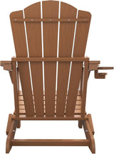 Folding Adirondack Chair Set of 4, HDPE All-Weather Outdoor Chair with Cup Holder, Wooden Textured, Fire Pit Chair - Photo 10