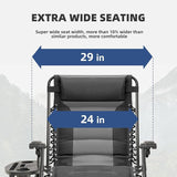 Zero Gravity Chair Set of 4 Oversized Padded Recliner with Adjustable Headrest & Cup Holder - 600D Oxford Folding - Photo 4