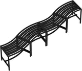 Metal Outdoor Curved Fire Pit Bench Set of 4, Fire Pit Seating Waterproof, Steel Backless Outside Tree Bench for Garden - Photo 4