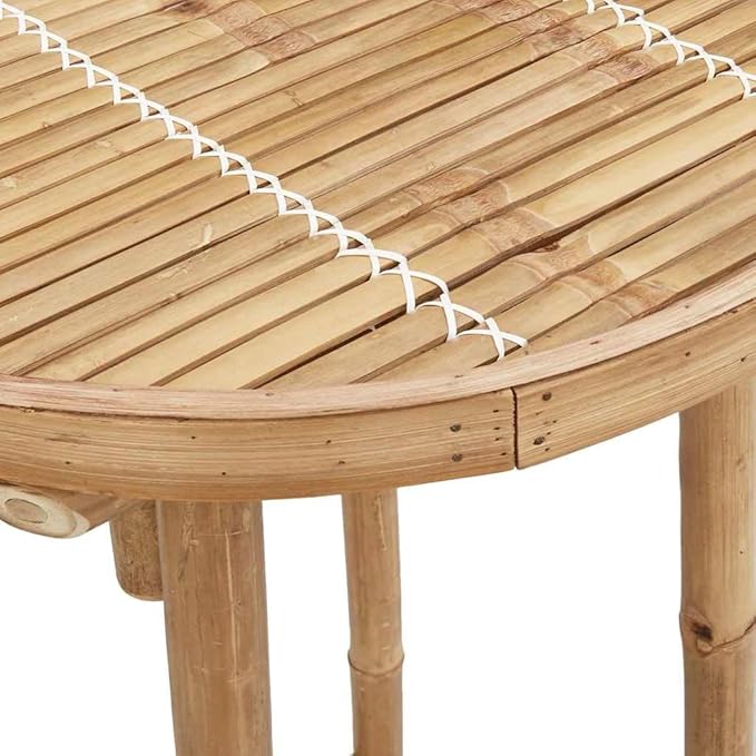 vidaXL 3 Piece Outdoor Bar Set Foldable Bamboo Table and Stools Modern Garden Furniture for Balcony Patio Dining UV Protection Folding Compact