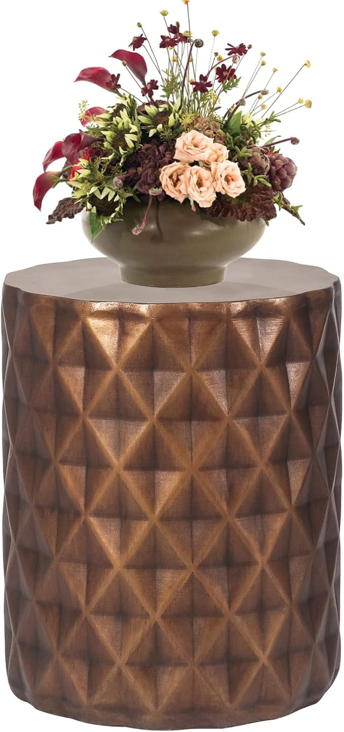 Adeco Modern 18.5" H Round Side Table, Indoor Outdoor Concrete End Table - Photo 3