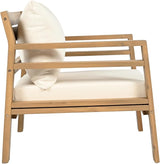 Christopher Knight Home Jamaia Outdoor Acacia Wood Club Chair, Patio Armchair with Thick Beige Cushions - Photo 5