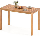 Tangkula Outdoor Acacia Wood Dining Table for 4-6, Rectangular Patio Table with Slatted Tabletop - Photo 1