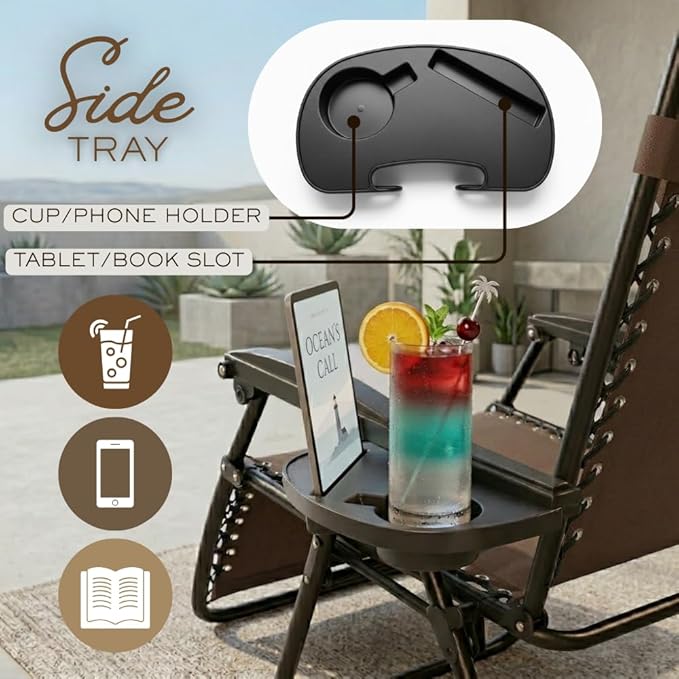 2-Pack Adjustable Zero Gravity Lounge Chair with Steel Mesh Fabric: Reclining Lawn Chair Featuring Comfort Pillow - Photo 7