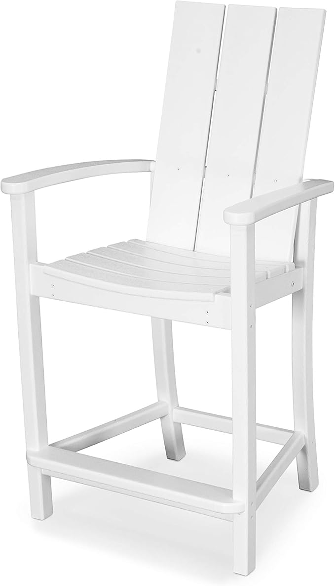 POLYWOOD® Modern Adirondack Counter Chair, White