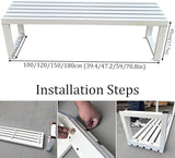 Garden Benches for Outdoors 2-Person Patio Bench Park Seat Metal Bench Backless Seat Weatherproof Chair for Backyard - Photo 3
