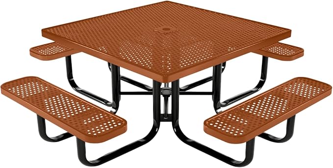 COATEDOUTDOORFURNITURE Heavy-Duty Portable Outdoor Kids Table with Umbrella Hole, Punched Steel Kids Picnic Table - Photo 1
