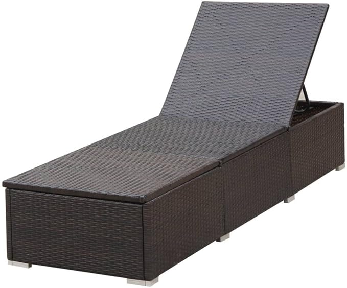 Oversized PE Rattan Sunlounger 23.6x76.8x12.2 in Brown Cream, Adjustable Backrest, Removable Cushion - Photo 7