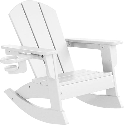 WestinTrends Malibu Outdoor HDPE Plastic Preschool Toddler Classic Adirondack Rocking Chairs (Set of 2), White