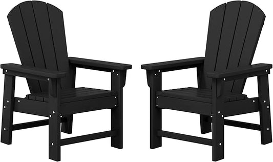 WestinTrends Malibu Kids Outdoor Adirondack Plastic Patio Chair (Set of 2), Black