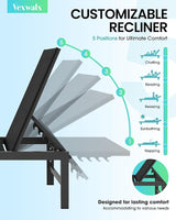 Outdoor Lounge Chair for Pool, Aluminum Chaise Lounge Chairs with 5-Position Recliner, Patio Lounge Chair for Backyard - Photo 3