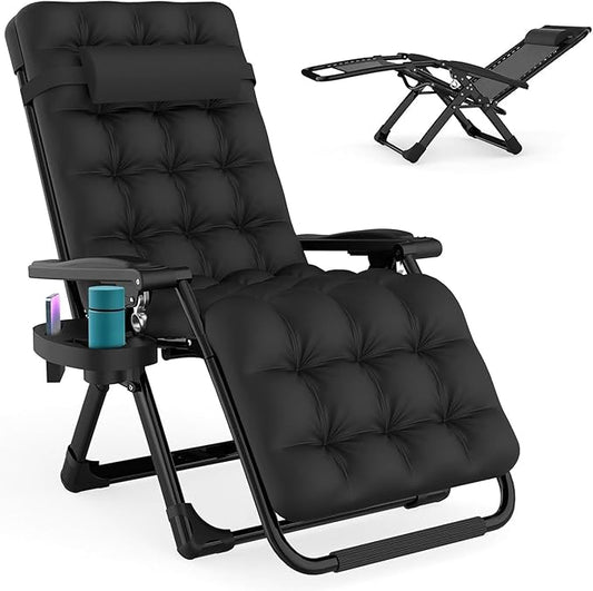 ZENPETIO Zero Gravity Chair, Reclining Camping Chair with Cup Holder and with Removable Cushion, Anti Gravity Lounge Chair for Indoor and Outdoor
