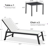 PURPLE LEAF Outdoor Chaise Lounge Set for 2 Oversized Pool Lounge Chairs with Easy-to-Move Wheels and Adjustable - Photo 2