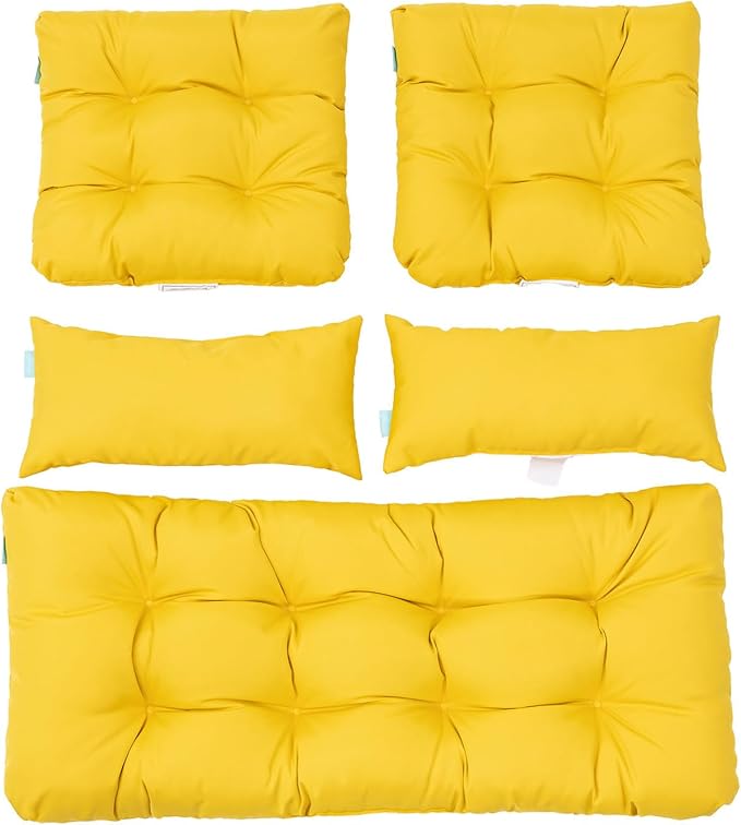 QILLOWAY Outdoor Patio Wicker Seat Cushions Group Loveseat/Two U-Shape/Two Lumbar Pillows for Patio Furniture - Photo 1