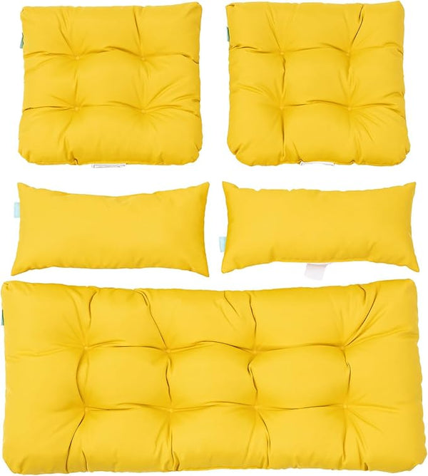 QILLOWAY Outdoor Patio Wicker Seat Cushions Group Loveseat/Two U-Shape/Two Lumbar Pillows for Patio Furniture - Photo 1