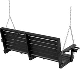 Plawdlik Porch Swings,2 Seat Patio Chair with Two Cup Holders,HDPE Waterproof Bench for Courtyard-Black - Photo 9