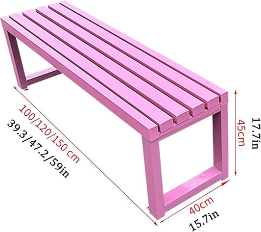 Metal Garden Bench, Outdoor Benches Weatherproof, 2-3 Person Park Patio Bench, Front Porch Backless Seat Chair, for Balcony Yard Entryway, Easy Assembly(Red,100cm/39.3in)