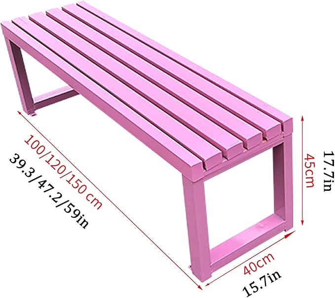 Metal Garden Bench, Outdoor Benches Weatherproof, 2-3 Person Park Patio Bench, Front Porch Backless Seat Chair, for Balcony Yard Entryway, Easy Assembly(Purple,120cm/47.2in)