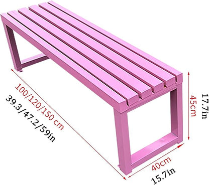 Metal Garden Bench, Outdoor Benches Weatherproof, 2-3 Person Park Patio Bench, Front Porch Backless Seat Chair, for Balcony Yard Entryway, Easy Assembly(Green,100cm/39.3in)