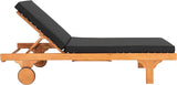 SAFAVIEH Outdoor Collection Newport Natural/ Black Cushion Built-in Side Table Adjustable Chaise Lounge Chair - Photo 1